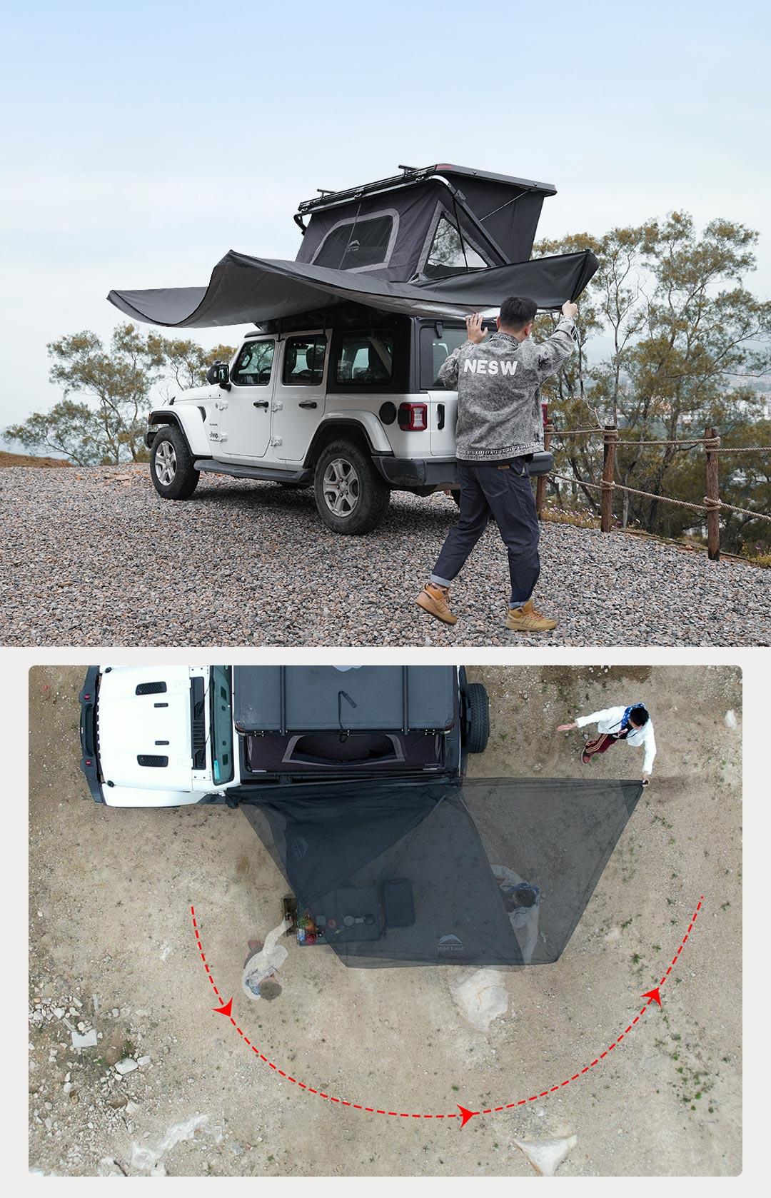 🚙 Wild land 180 awning waterproof - Effortless Setup PU3000mm, UPF50+🏕️